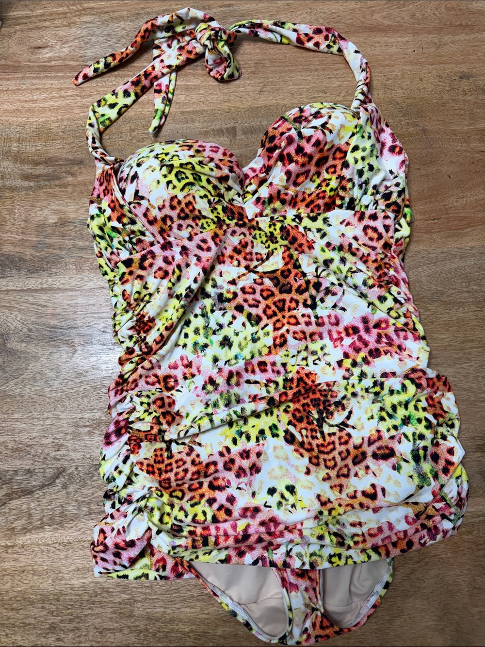 Cacique Neon Leopard One-Piece Swimsuit in Pink, Yellow, Orange